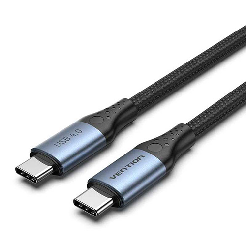 Vention 1M Cotton Braided Usb 4.0 C Male to C Male 5A Cable Aluminium Alloy Type (Gray)