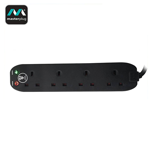 Nexus Masterplug Surged Extension Lead, 4 Gang, 2M, Black (SRG42NB)